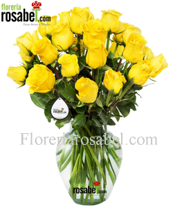 Florero de rosas amarillas