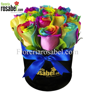 Box de Rosas multicolor, rosas arcoiris lima peru
