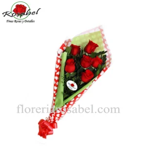 Oferta ramo con seis rosas rojas