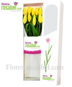 caja de 10 tulipanes amarillos delivery