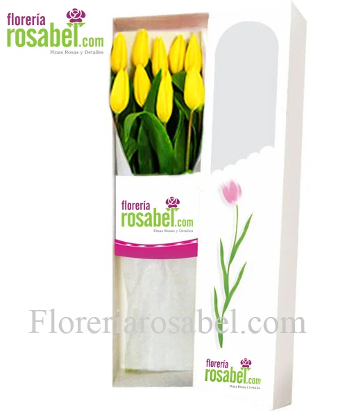 caja de 10 tulipanes amarillos delivery