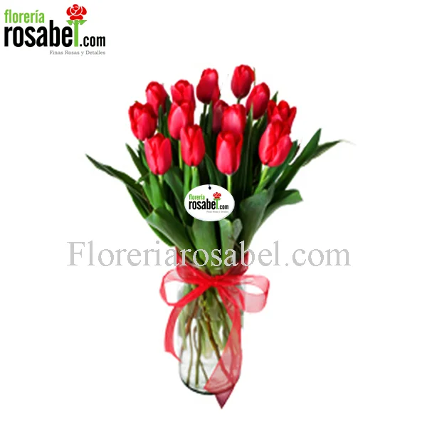 Florero de 10 tulipanes rojos, con envio a lima