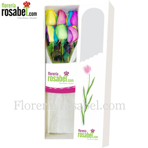 Rainbow Roses, multicolor Flores y teñido anudado de las rosas de Rosabel, delivery to peru, 