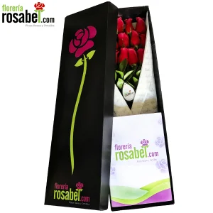 Caja Negra con  12 Rosas Rojas Delivery