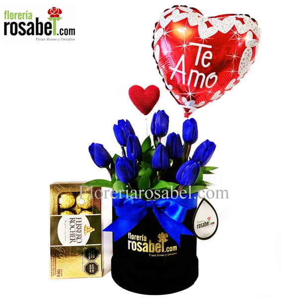 10 Tulipanes Azules En Box Premium Delivery