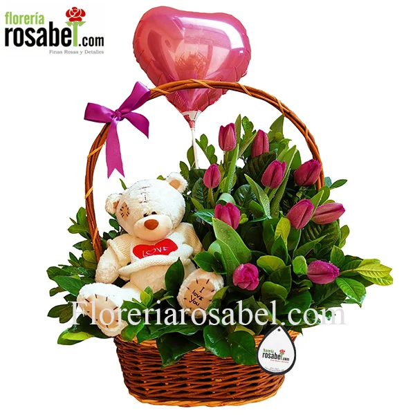 Canasta de tulipanes, lila, morado delivery lima peru
