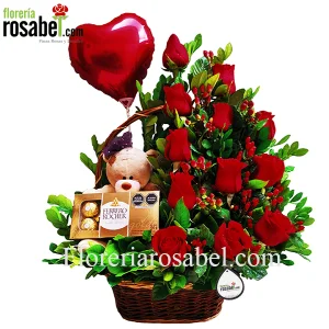 Canasta de rosas rojos, delivery, lima peru 