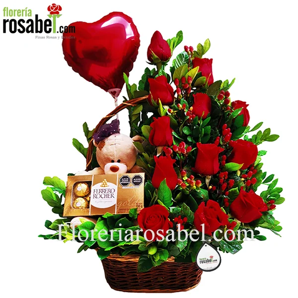 Canasta de rosas rojos, delivery, lima peru 