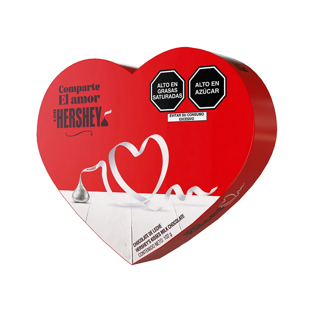 Chocolate HERSHEY'S Kisses Corazón Rojo Caja 102g