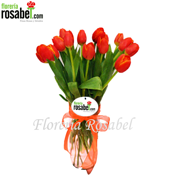 Florero de 10 tulipanes naranjas, Delivery hoy al mejor precio